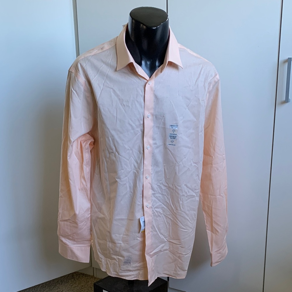 *NWT* Michael Kors size XL (17.5x34/35) orange gingham long sleeve button-up